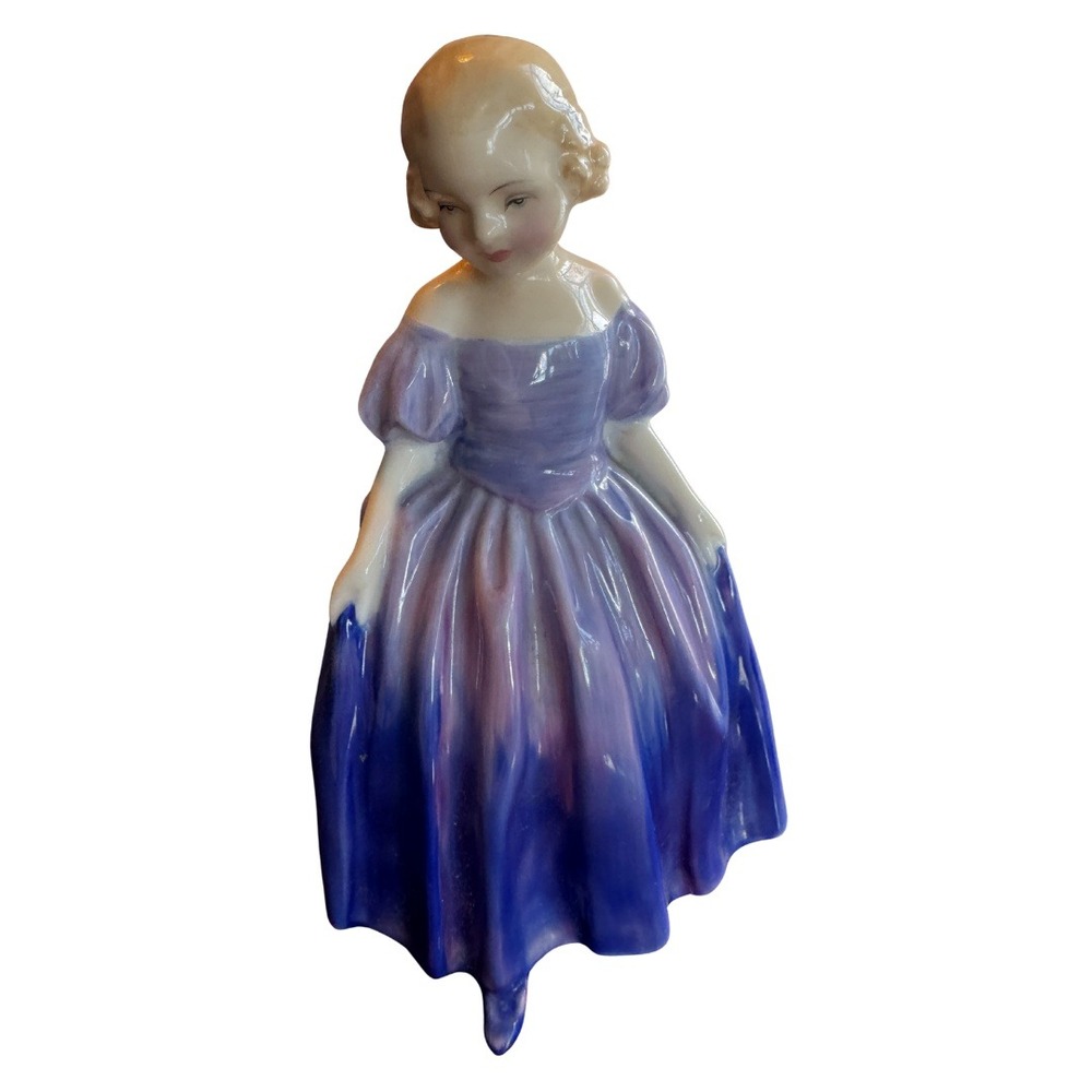 Royal Doulton Marie HN 1370 Porcelain Figurine Girl Lavender Blue Dress
